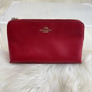 Coach Scarlet Leather Cosmetics Bag  with Gold Details